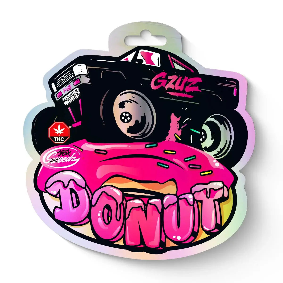 Gzuz Donut cannabis seeds - 187 Sweedz premium THC seeds package with distinctive donut and truck artwork design